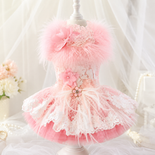 Load image into Gallery viewer, Unique Pet Feather Tutu Dog Lace Dress Princess Dress Pink Swan for Wedding Party Birthday Festival One Piece
