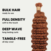 Load image into Gallery viewer, Copper Deep Wave Color 350 Bulk 100% Human Braiding Hair