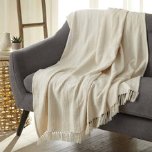 Load image into Gallery viewer, Organic Cotton Throw with Tassels
