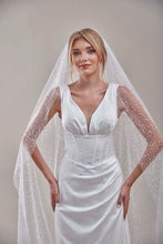 Load image into Gallery viewer, Bridal Veil, Veil with Pearls, One Layer Wedding Veil, Veil with Rhinestone-D180