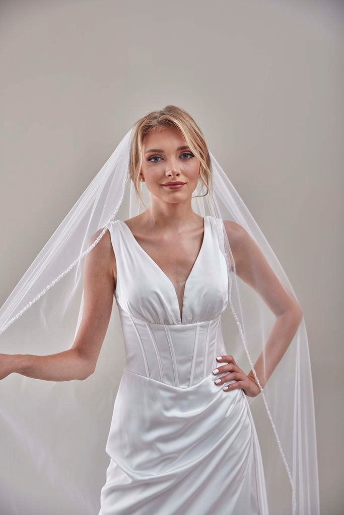 Elegant Beaded Wedding  Veil-D205R