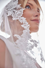 Load image into Gallery viewer, Mantilla Veil with Lace Edge, Floral Veil -D206