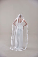 Load image into Gallery viewer, Mantilla Veil with Lace Edge, Floral Veil -D206