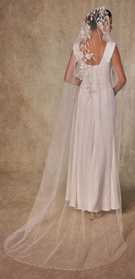 Flower Embroideried Wedding Veil- D230