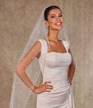 Load image into Gallery viewer, Pearl Wedding Veil, Cathedral Veil- D238