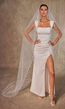 Load image into Gallery viewer, Wavy Beaded Edge Minimalist Wedding Veil- D246