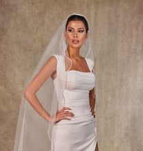 Load image into Gallery viewer, Wavy Beaded Edge Minimalist Wedding Veil- D246