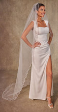 Load image into Gallery viewer, Wavy Beaded Edge Minimalist Wedding Veil- D246