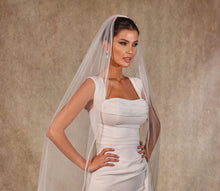 Load image into Gallery viewer, Crystal Knot Beaded Edge Wedding Veil - D250