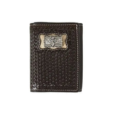 Load image into Gallery viewer, 3D Calf Hair Inlay Cross Concho - Men's Tri-Fold Wallet