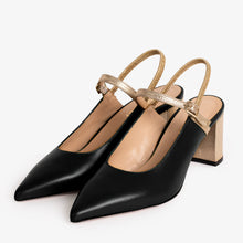 Load image into Gallery viewer, The Pompei Black Leather Slingback Women Sandal