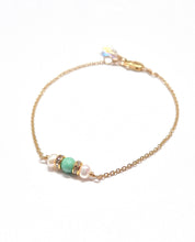 Load image into Gallery viewer, Turquoise &amp; Pearl bracelet, silver or gold bracelet
