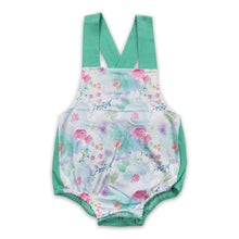Load image into Gallery viewer, Mint floral sleeveless backless baby girls romper