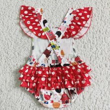 Load image into Gallery viewer, Girl Farm Red Dot Romper