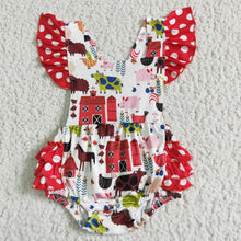 Load image into Gallery viewer, Girl Farm Red Dot Romper