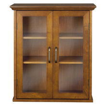Load image into Gallery viewer, Oak Finish Bathroom Wall Cabinet with Glass  2-Doors &amp; Shelves