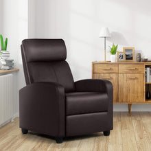 Load image into Gallery viewer, Dark Brown High-Density Faux Leather Push Back Recliner Chair