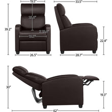 Load image into Gallery viewer, Dark Brown High-Density Faux Leather Push Back Recliner Chair
