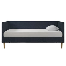 Load image into Gallery viewer, Twin Mid-Century Modern Dark Blue Linen Upholstered Daybed