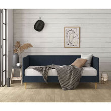Load image into Gallery viewer, Twin Mid-Century Modern Dark Blue Linen Upholstered Daybed
