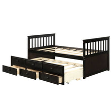 Load image into Gallery viewer, Twin Captains Bed with Pull Out Trundle and 3 Storage Drawers - Dark Brown Mocha