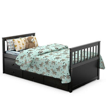 Load image into Gallery viewer, Twin Captains Bed with Pull Out Trundle and 3 Storage Drawers - Dark Brown Mocha