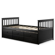 Load image into Gallery viewer, Twin Captains Bed with Pull Out Trundle and 3 Storage Drawers - Dark Brown Mocha
