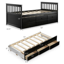 Load image into Gallery viewer, Twin Captains Bed with Pull Out Trundle and 3 Storage Drawers - Dark Brown Mocha
