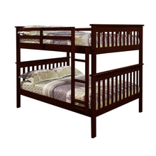 Load image into Gallery viewer, Solid Wood Full Over Full Bunk Bed in Cappuccino Finish