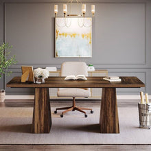 Load image into Gallery viewer, Modern Home Office Computer Desk Workstation in Dark Brown Wood Finish