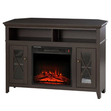 Load image into Gallery viewer, Espresso Electric Fireplace Mantel TV Stand w/ Adjustable Shelves 2 Storage Cabinets