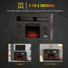 Load image into Gallery viewer, Espresso Electric Fireplace Mantel TV Stand w/ Adjustable Shelves 2 Storage Cabinets