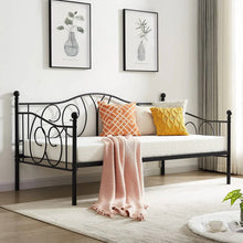 Load image into Gallery viewer, Twin size French Country Style Black Metal Day Bed Frame