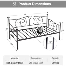 Load image into Gallery viewer, Twin size French Country Style Black Metal Day Bed Frame