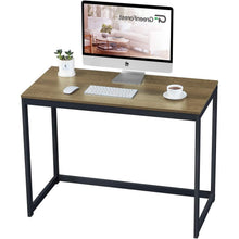 Load image into Gallery viewer, Small Home Office Modern Laptop Computer Desk Table Metal Frame Brown Wood Top