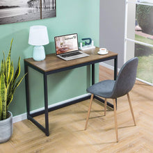 Load image into Gallery viewer, Small Home Office Modern Laptop Computer Desk Table Metal Frame Brown Wood Top