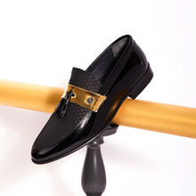 Load image into Gallery viewer, The Imperial Black &amp; Gold Leather Men Dress Shoe