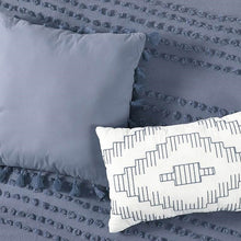 Load image into Gallery viewer, Full/Queen size 5-Piece 100-Percent Cotton Clip Dot Comforter Set in Denim Blue