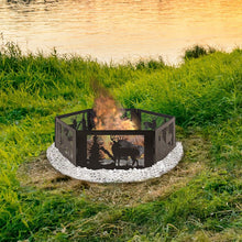 Load image into Gallery viewer, Deer Print Hexagon Portable Folding Steel Mesh Fire Pit w/ Carry Case