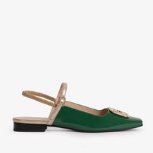 Load image into Gallery viewer, The Rosalinda Green Patent Leather Women Flat Slingback Sandal
