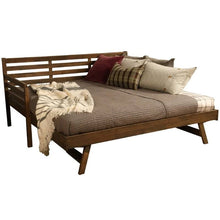Load image into Gallery viewer, Solid Wood Daybed Frame with Twin Pop-Up Trundle Bed in Walnut Finish