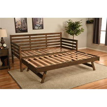 Load image into Gallery viewer, Solid Wood Daybed Frame with Twin Pop-Up Trundle Bed in Walnut Finish