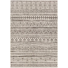 Load image into Gallery viewer, 5 ft. x 8 ft. Black Off-White Chevron Coastal Boho Style Indoor Outdoor Area Rug