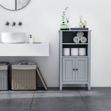 Load image into Gallery viewer, Gray 2 Tier Shelf Hidden Storage Bathroom Floor Cabinet