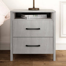 Load image into Gallery viewer, Modern Farmhouse Bedroom 2-Drawer Bedside Table Nightstand in Grey Wood Finish