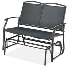 Load image into Gallery viewer, 2 Seat Mesh Patio Loveseat Swing Glider Rocker with Armrests in Charcoal