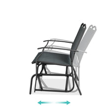 Load image into Gallery viewer, 2 Seat Mesh Patio Loveseat Swing Glider Rocker with Armrests in Charcoal