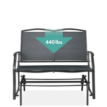 Load image into Gallery viewer, 2 Seat Mesh Patio Loveseat Swing Glider Rocker with Armrests in Charcoal
