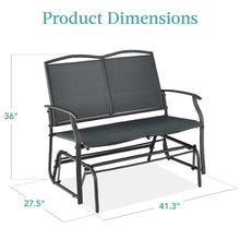 Load image into Gallery viewer, 2 Seat Mesh Patio Loveseat Swing Glider Rocker with Armrests in Charcoal