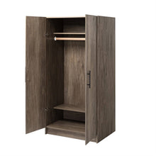Load image into Gallery viewer, Bedroom Armoire Wardrobe Cabinet with Hanging Rail in Grey Brown Wood Finish